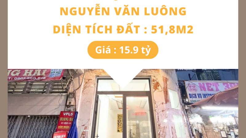 Bán nhà quận 6 – Nhà mặt tiền kinh doanh tuyệt vời, vị trí trung tâm gần vòng xoay Phú Lâm, Nguyễn Văn Luông