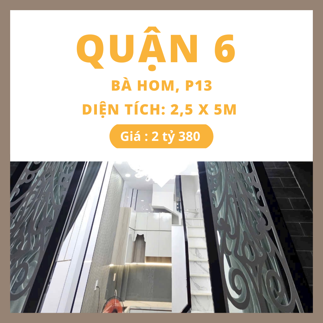 Bán nhà mới xây, hẻm 208 Bà Hom, P13, Q6 – Gần chợ Phú Lâm, giá tốt